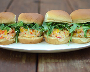 Salmon Sliders with Baby Arugula