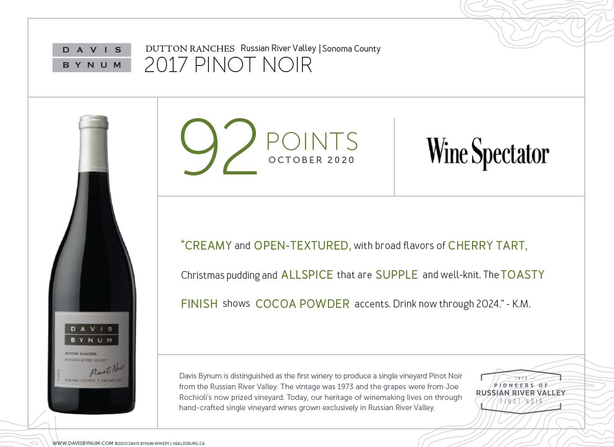 2017 Dutton Ranches Pinot Noir 92 Points - Wine Spectator Thumbnail