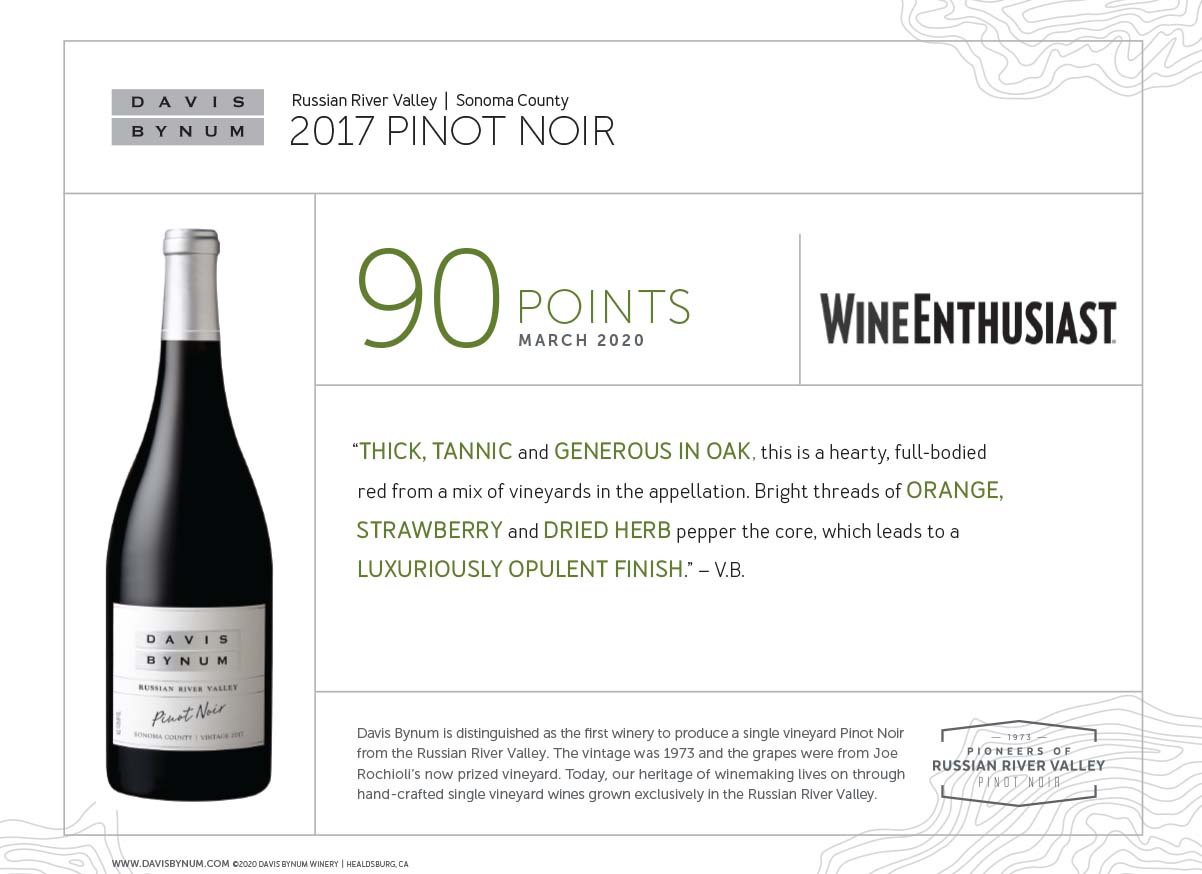 2017 Russian River Valley Pinot Noir 90 Points - Wine Enthusiast Thumbnail
