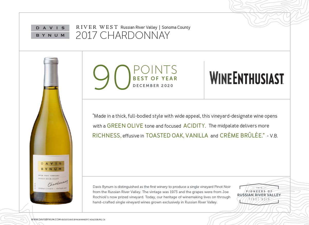 2017 River West Chardonnay 90 Points, Best of the Year - Wine Enthusiast Thumbnail