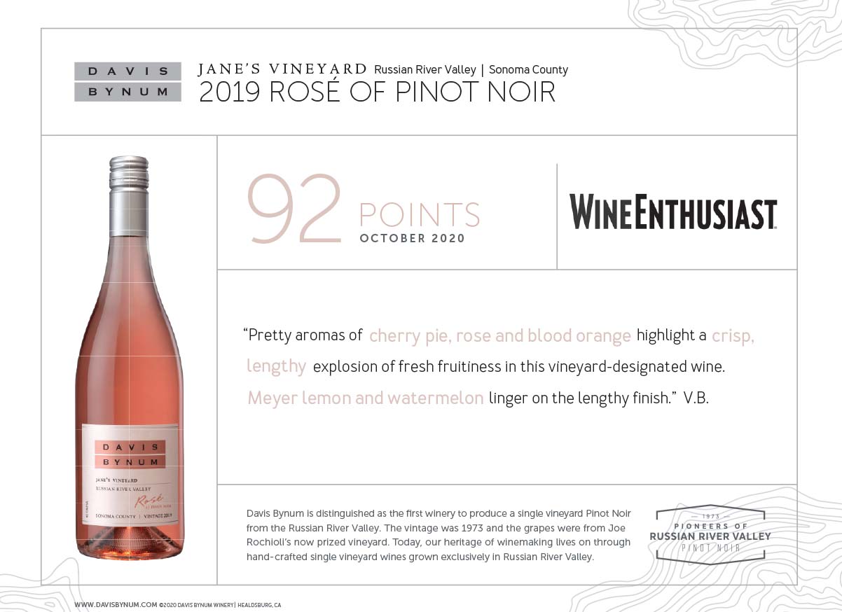 2019 Jane's Vineyard Rosé of Pinot Noir 92 Points - Wine Enthusiast Thumbnail