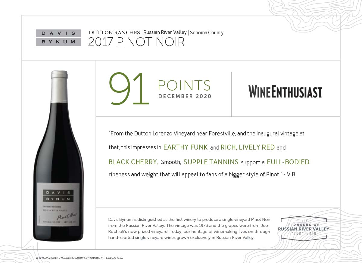 2017 Dutton Ranches Pinot Noir 91 Points Wine Enthusiast Thumbnail
