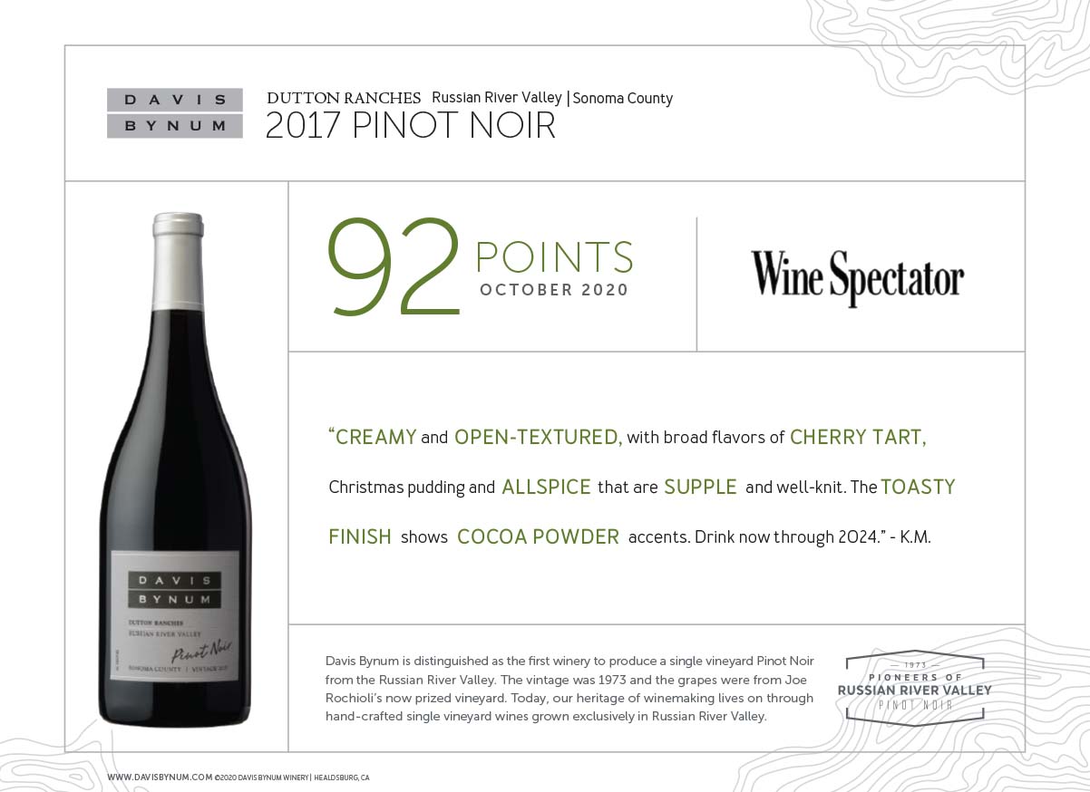 2017 Dutton Ranches Pinot Noir 92 Points - Wine Spectator Thumbnail